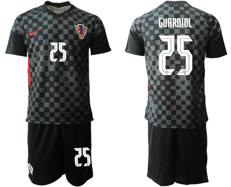 Men 2020-2021 European Cup Croatia away black #25 Nike Soccer Jersey->croatia jersey->Soccer Country Jersey